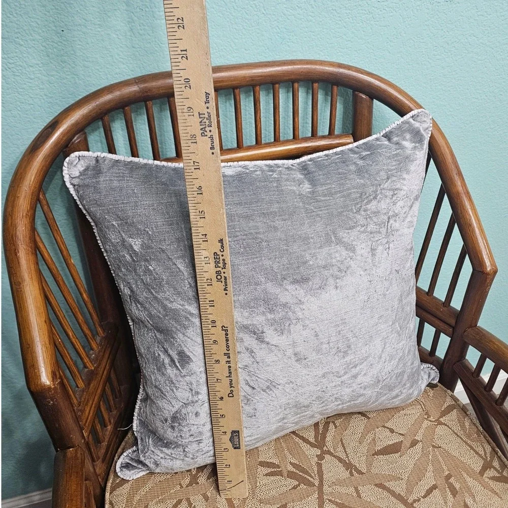 Pier 1 Imports Silver Crushed Velvet Throw Pillow 18x19 Square Accent